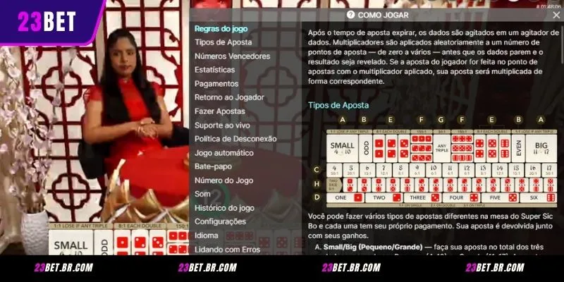 Guia de Como Jogar SicBo 23BET